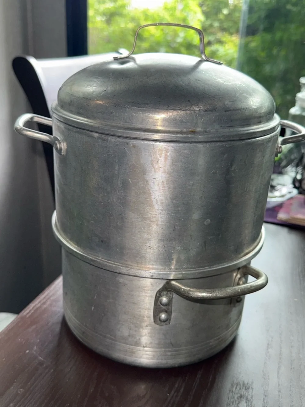 Vintage Leyse Aluminum 3-Piece 2 Qt Steamer Pot w/ Insert & Lid Campfire